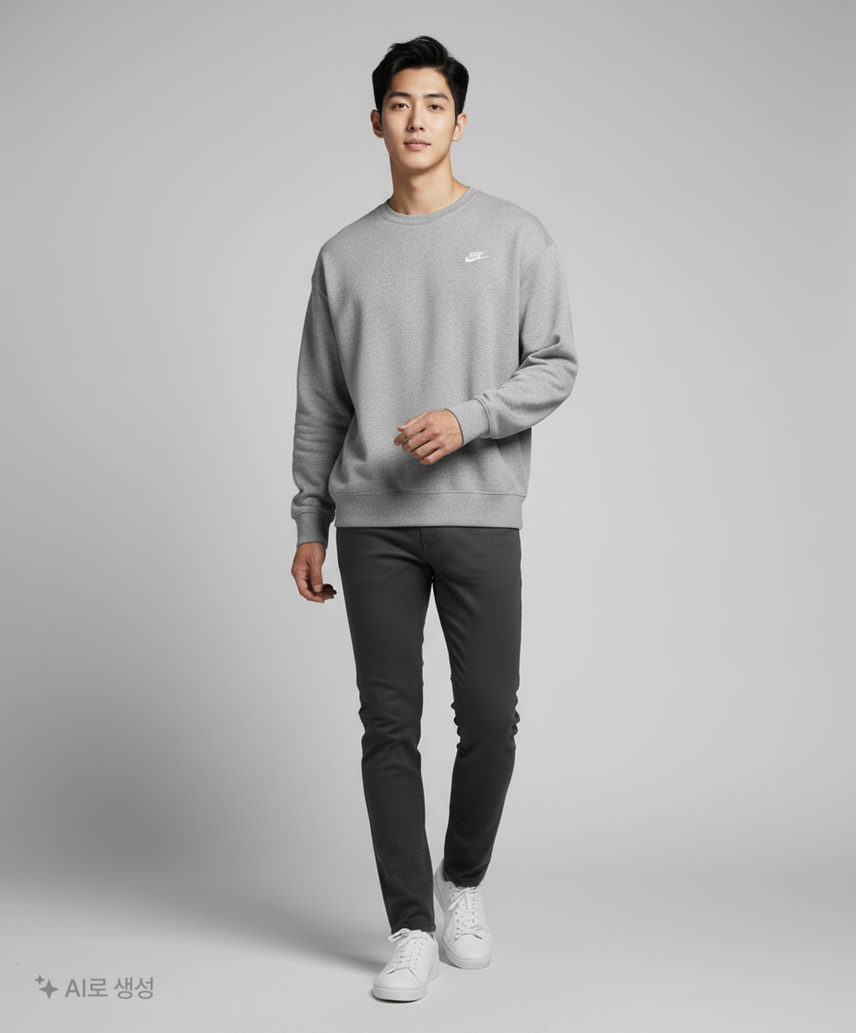 나이키(NIKE) 클럽 플리스 오버사이즈 프렌치 테리 크루 M - 다크 그레이 헤더:라이트 스모크 그레이:화이트 / HJ1820-063 95