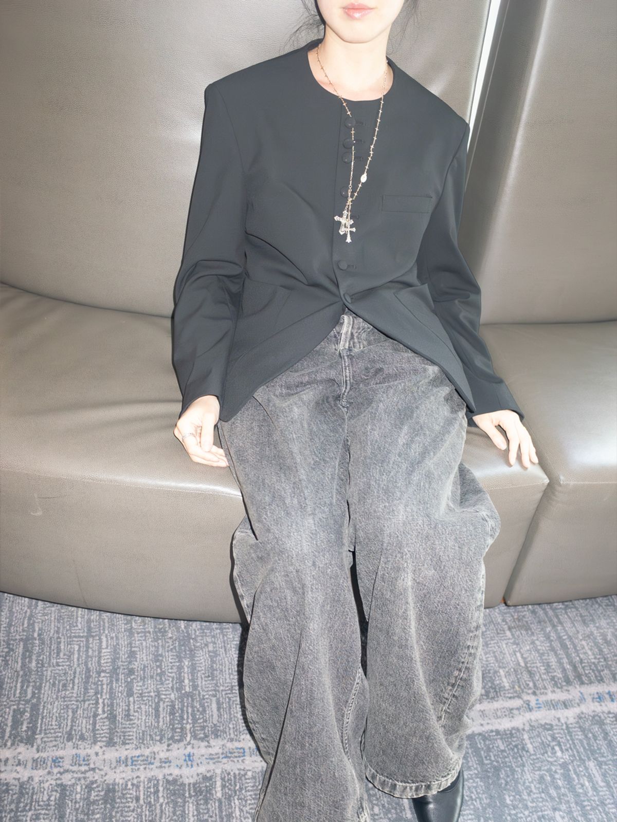 고저(GOZER) Collarless Multi-button TR Jacket