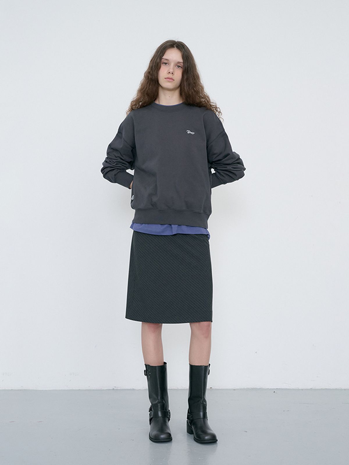 던스트(DUNST) UNISEX GARMENT DYED SWEATSHIRT_UDTS6C115_WASHED BLACK