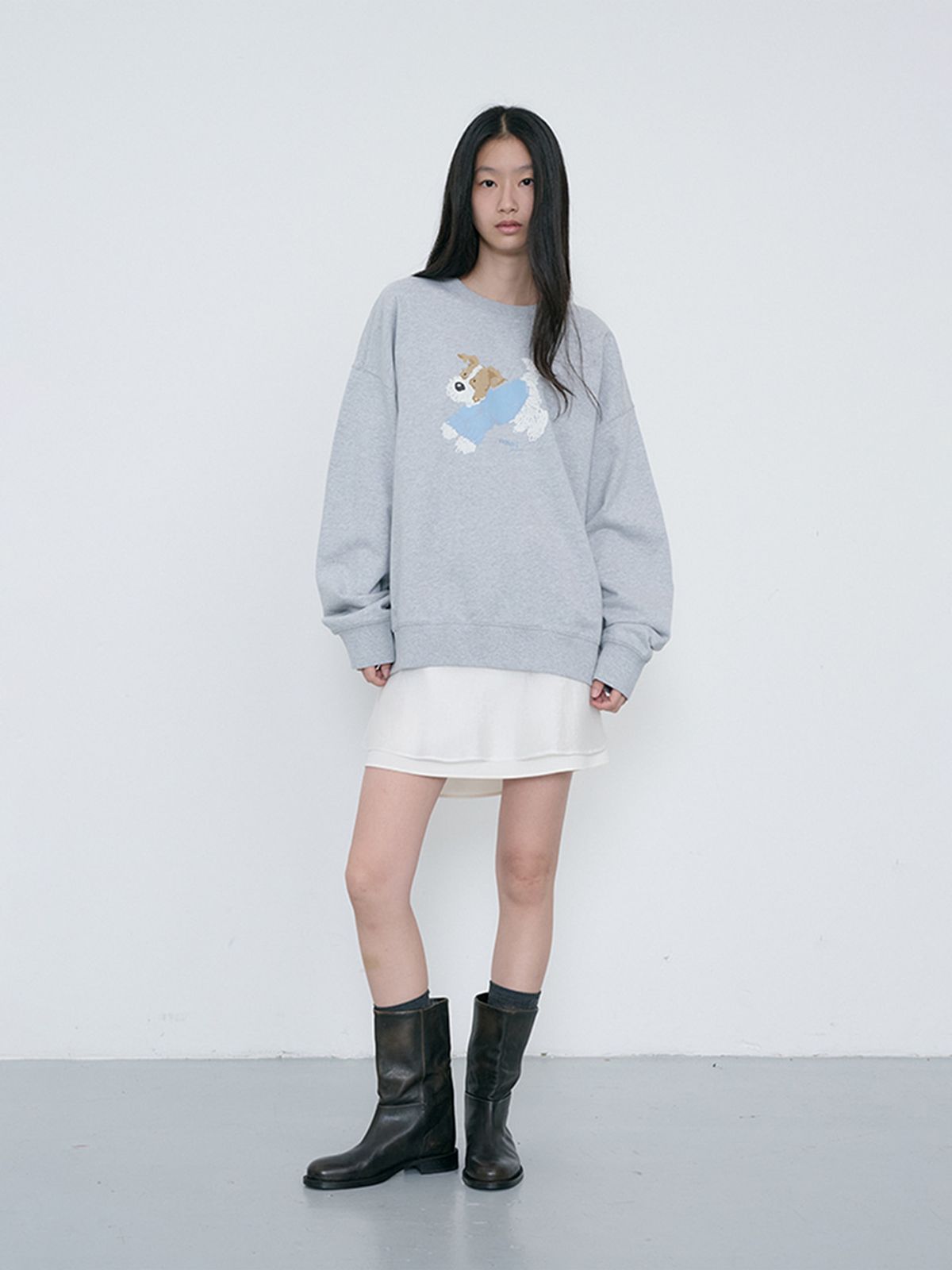 던스트(DUNST) UNISEX PUPPY SWEATSHIRT_UDTS6C112_MID MELANGE GREY