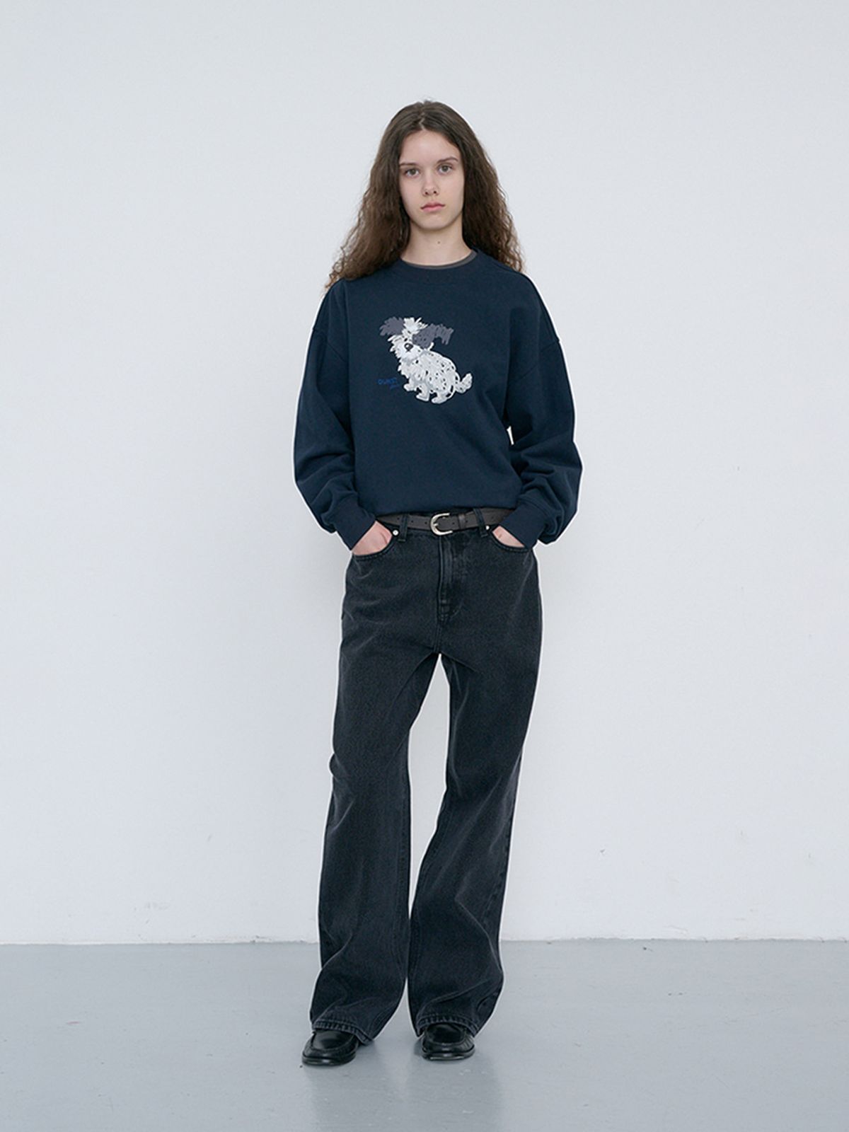 던스트(DUNST) UNISEX PUPPY SWEATSHIRT_UDTS6C112_FRENCH NAVY