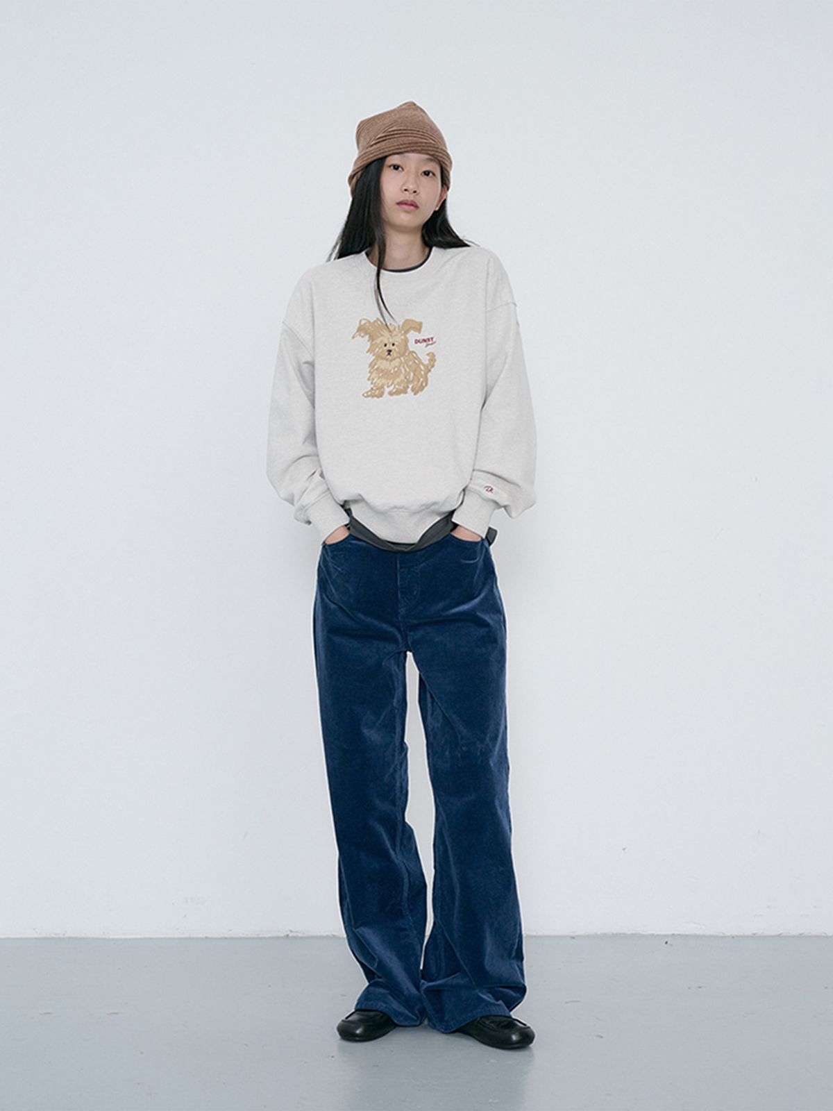 던스트(DUNST) UNISEX PUPPY SWEATSHIRT_UDTS6C112_OATMEAL MELANGE