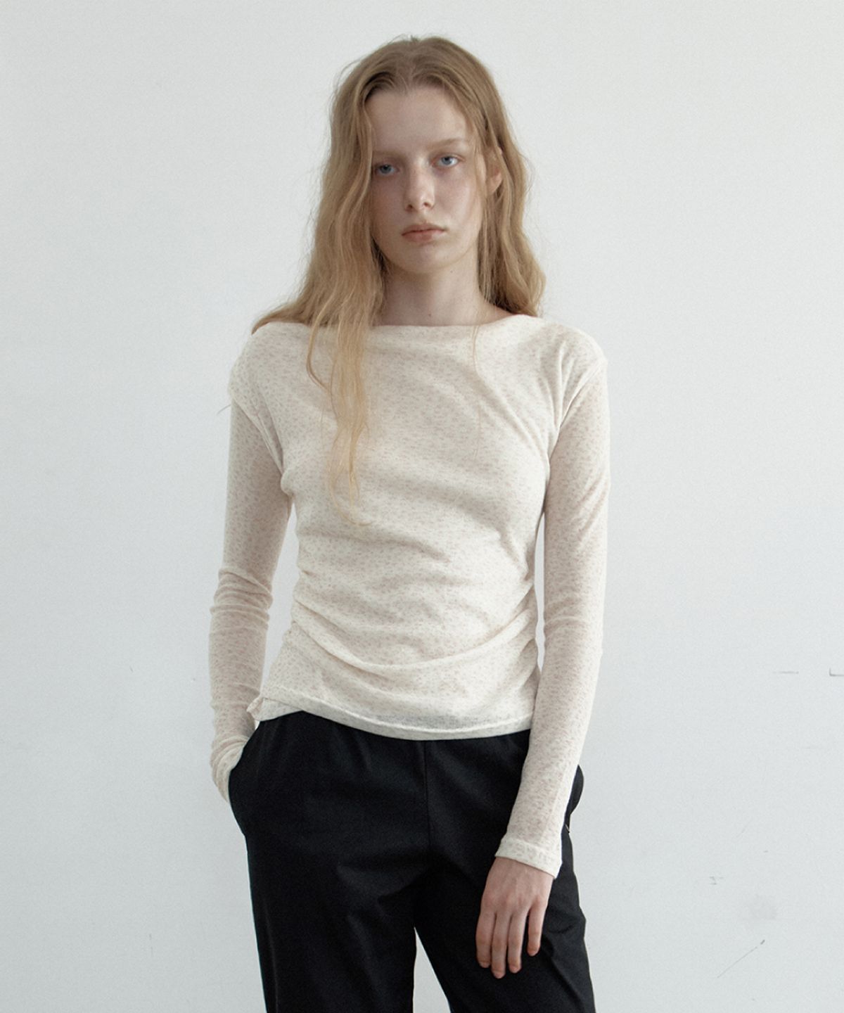 토아베(TOAVE) Flower Draped Layered Tee Set (Ivory)