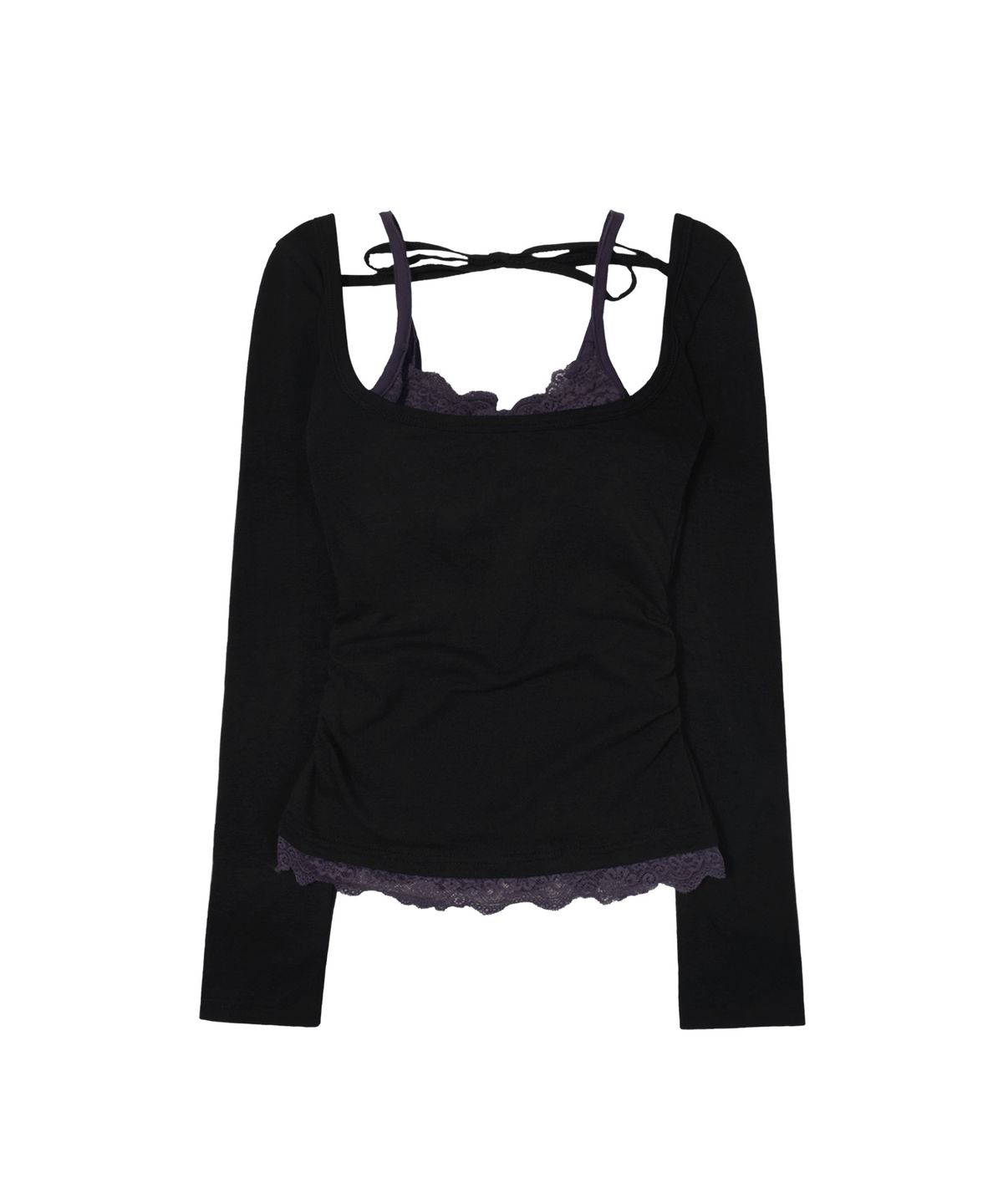 팬시클럽(FANCY CLUB) 레이스 레이어드 롱슬리브 (BLACK) F26ZB522