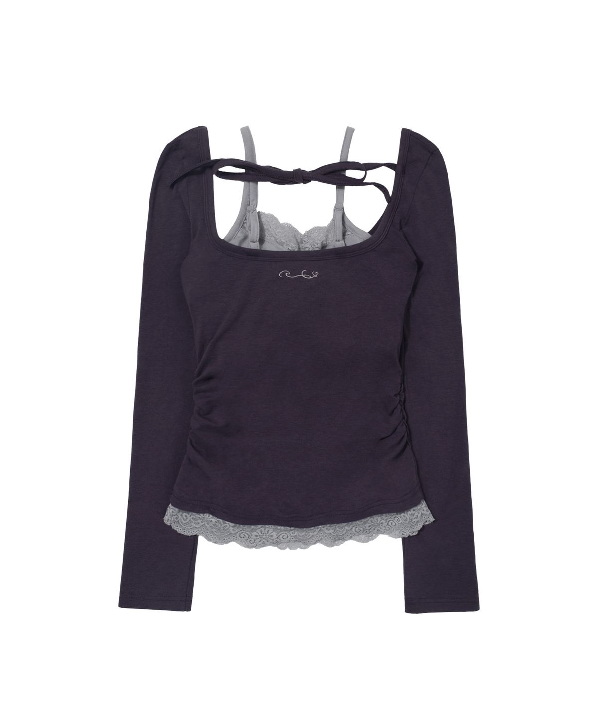 팬시클럽(FANCY CLUB) 레이스 레이어드 롱슬리브 (PURPLE) F26ZB522
