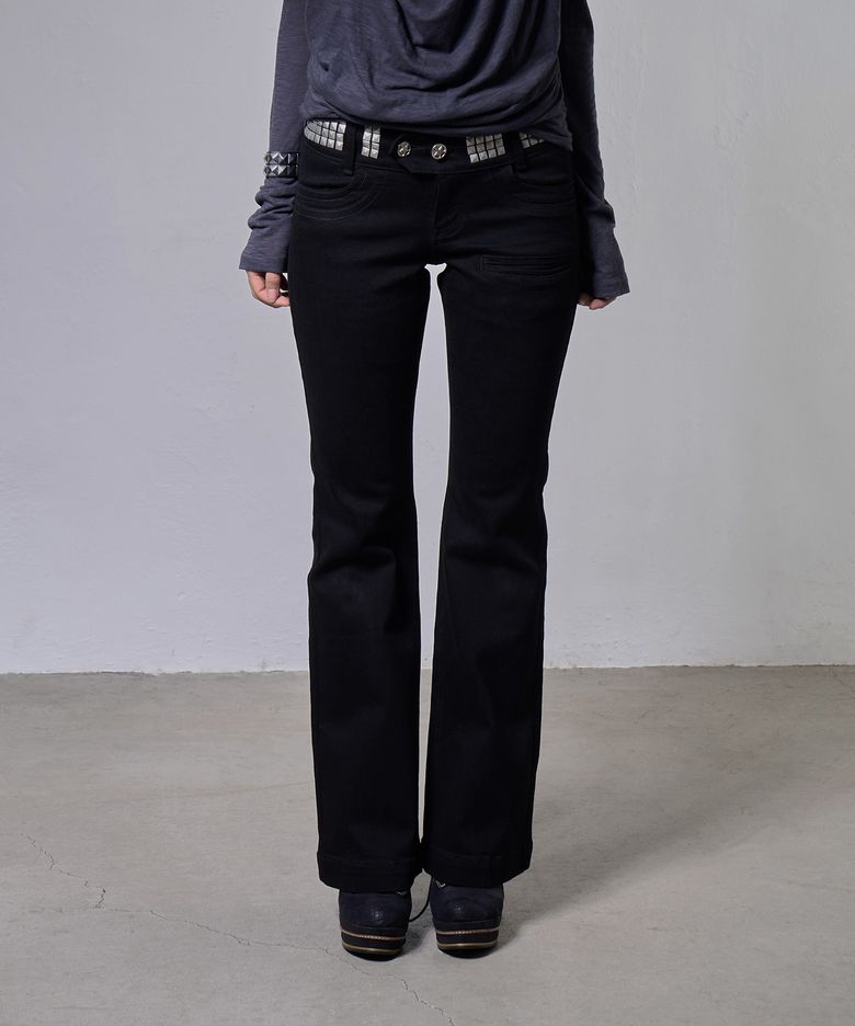 블링 벨티드 부츠컷 팬츠 (BLACK) F26ZD464