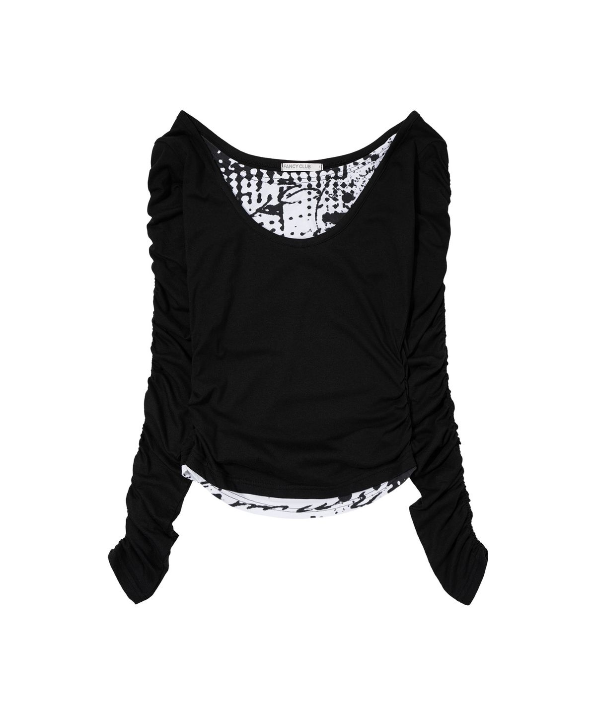 팬시클럽(FANCY CLUB) 더블 레이어드 셔링 탑 (BLACK) F26ZB524