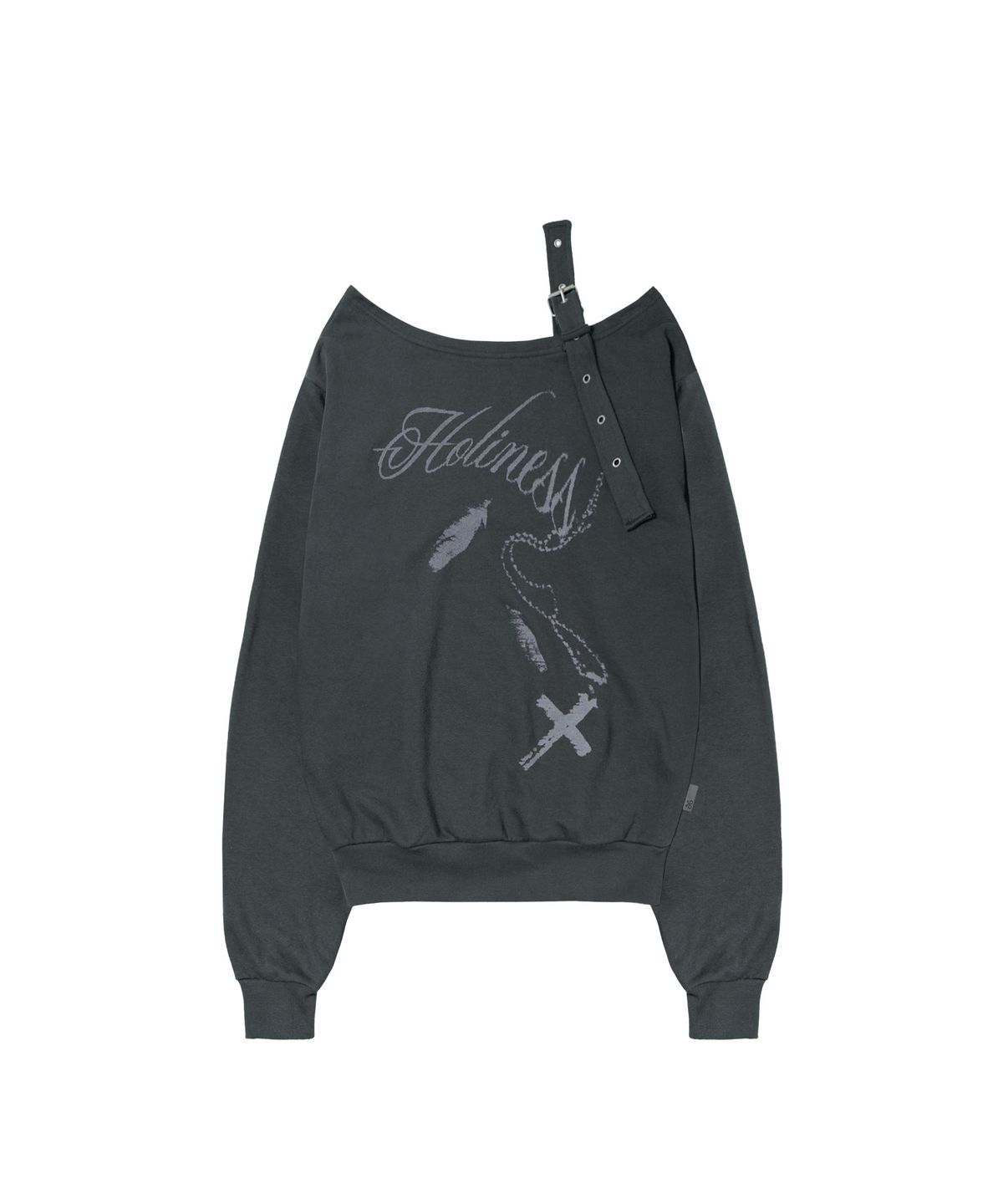 팬시클럽(FANCY CLUB) 원숄더 버클 스웻셔츠 (CHARCOAL) F26ZB063