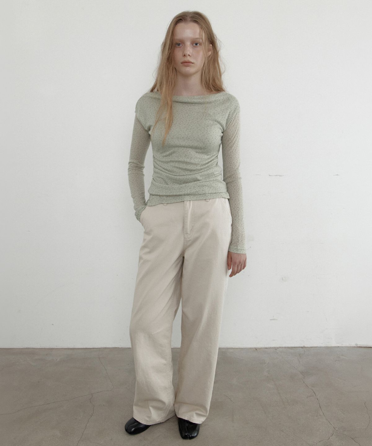 토아베(TOAVE) [2차] Flower Draped Layered Tee Set (Light green)