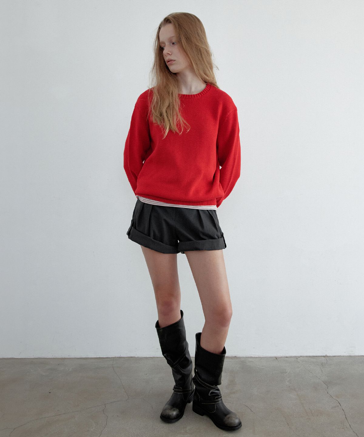 토아베(TOAVE) Roll-Up Cotton Half Pants (Charcoal)