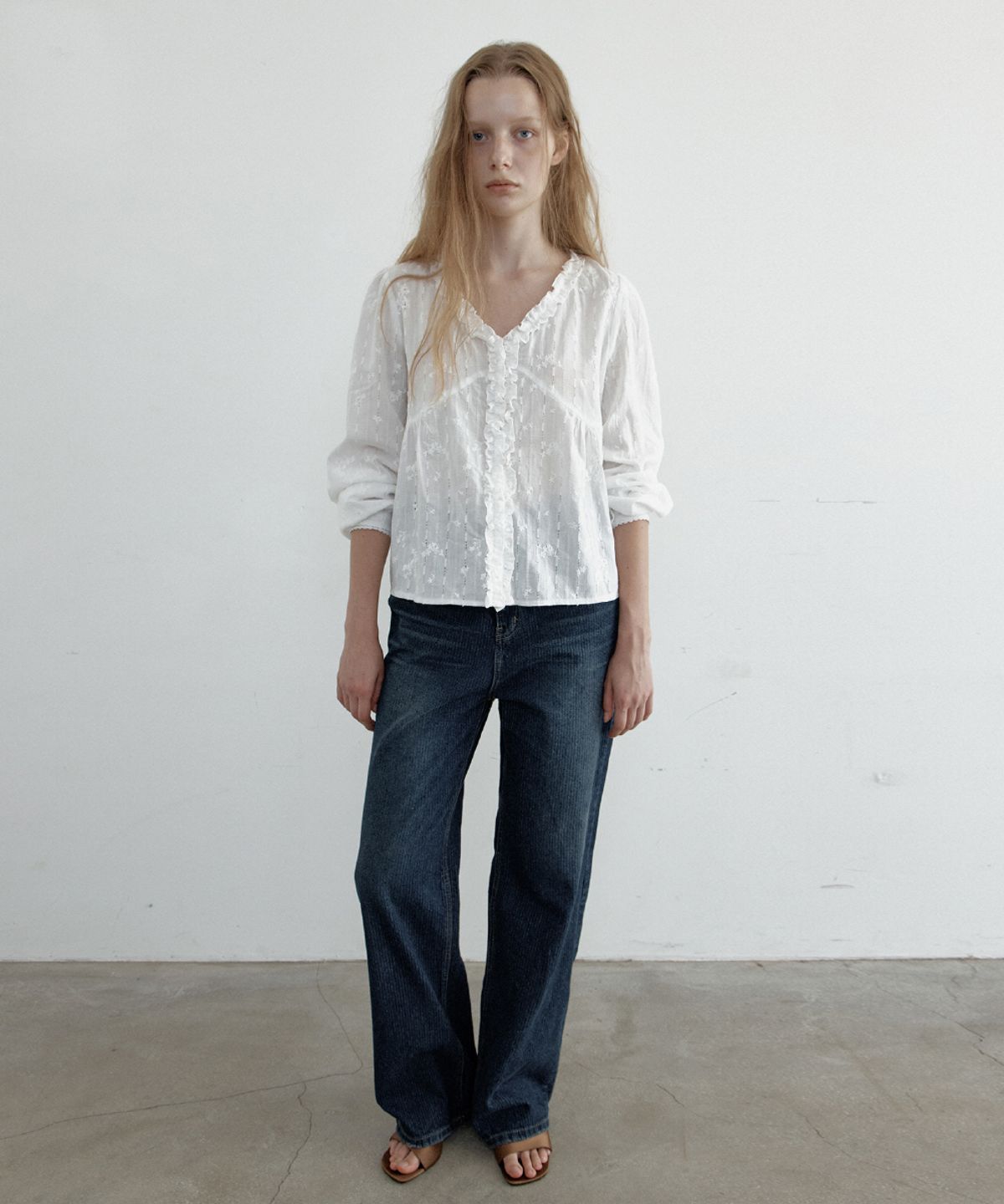 토아베(TOAVE) [기장선택] Linear Rib Relaxed Fit Denim (Dark blue)