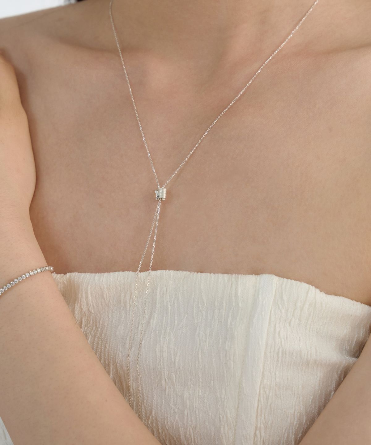바라두(BARADU) 925 Cylinder slide long necklace