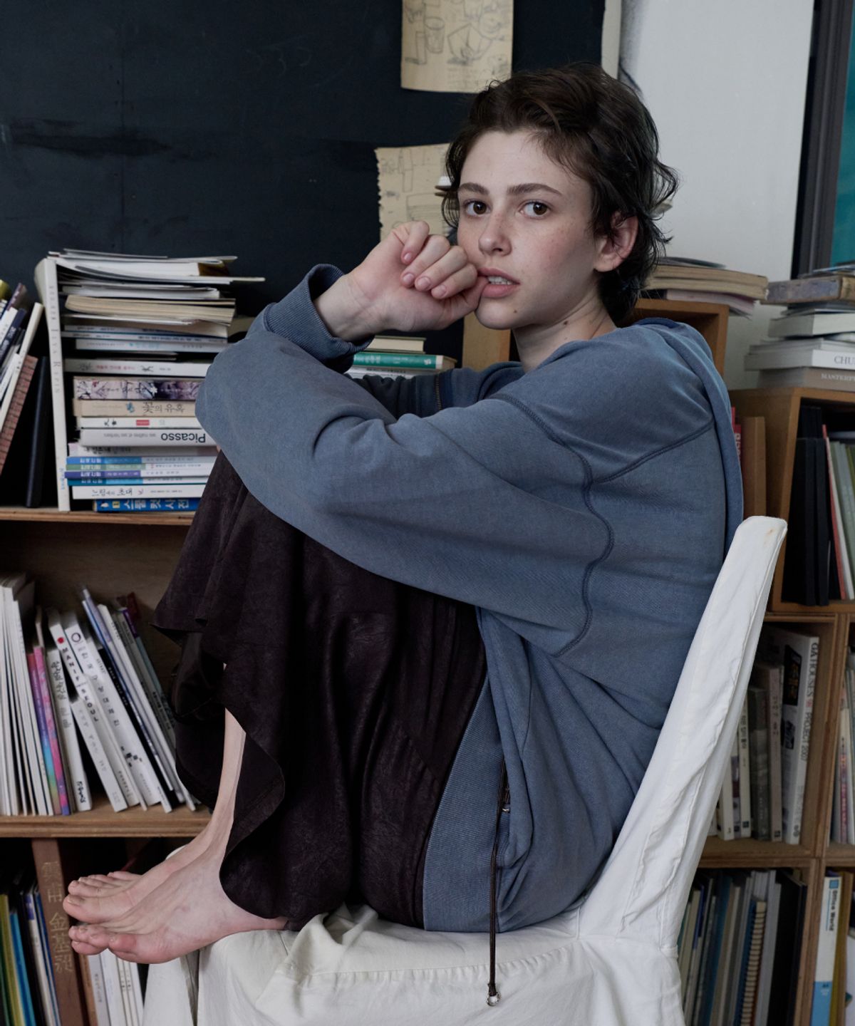 토아베(TOAVE) Stone Pigment Hood Zip-Up (Blue)