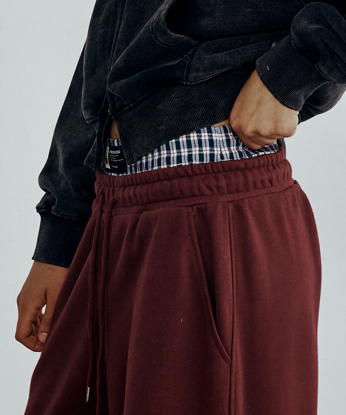 브라운브레스(BROWNBREATH) W CHECK SAGGING PANTS (2colors)