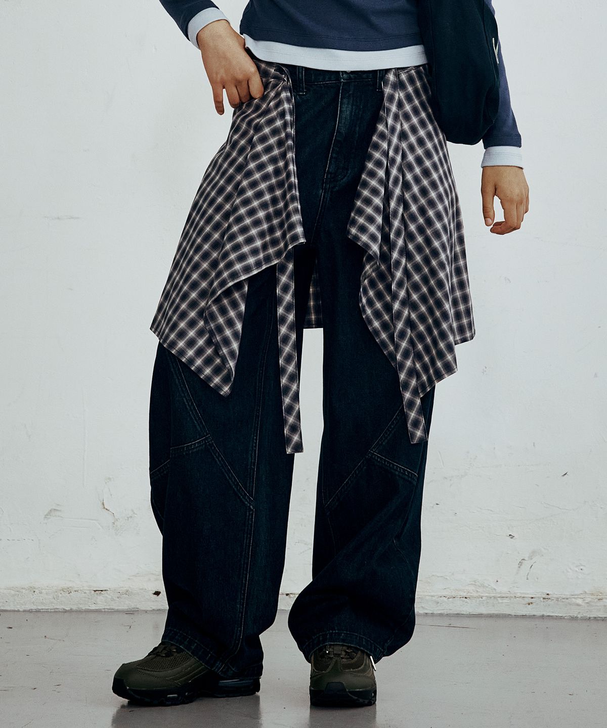 브라운브레스(BROWNBREATH) W SHIRTS LAYERED DENIM PANTS (2colors)