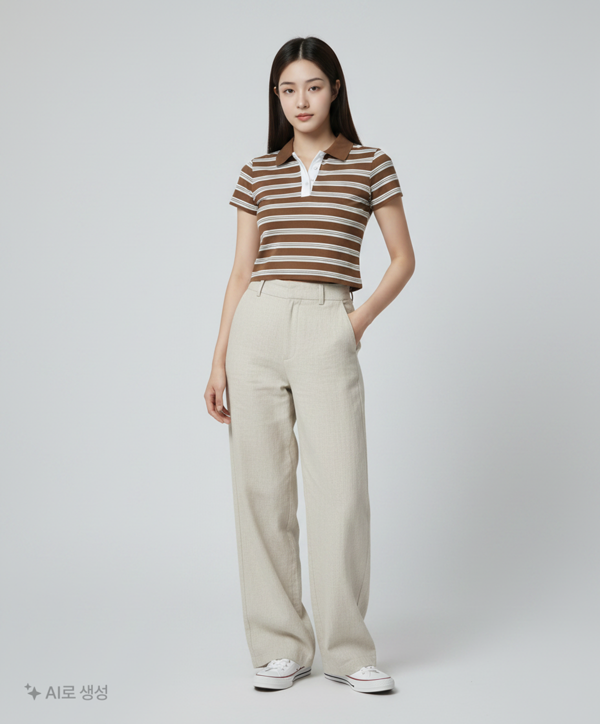 미쏘(MIXXO) 슬림핏 스트라이프 반팔 티셔츠_MIWHWF921A L