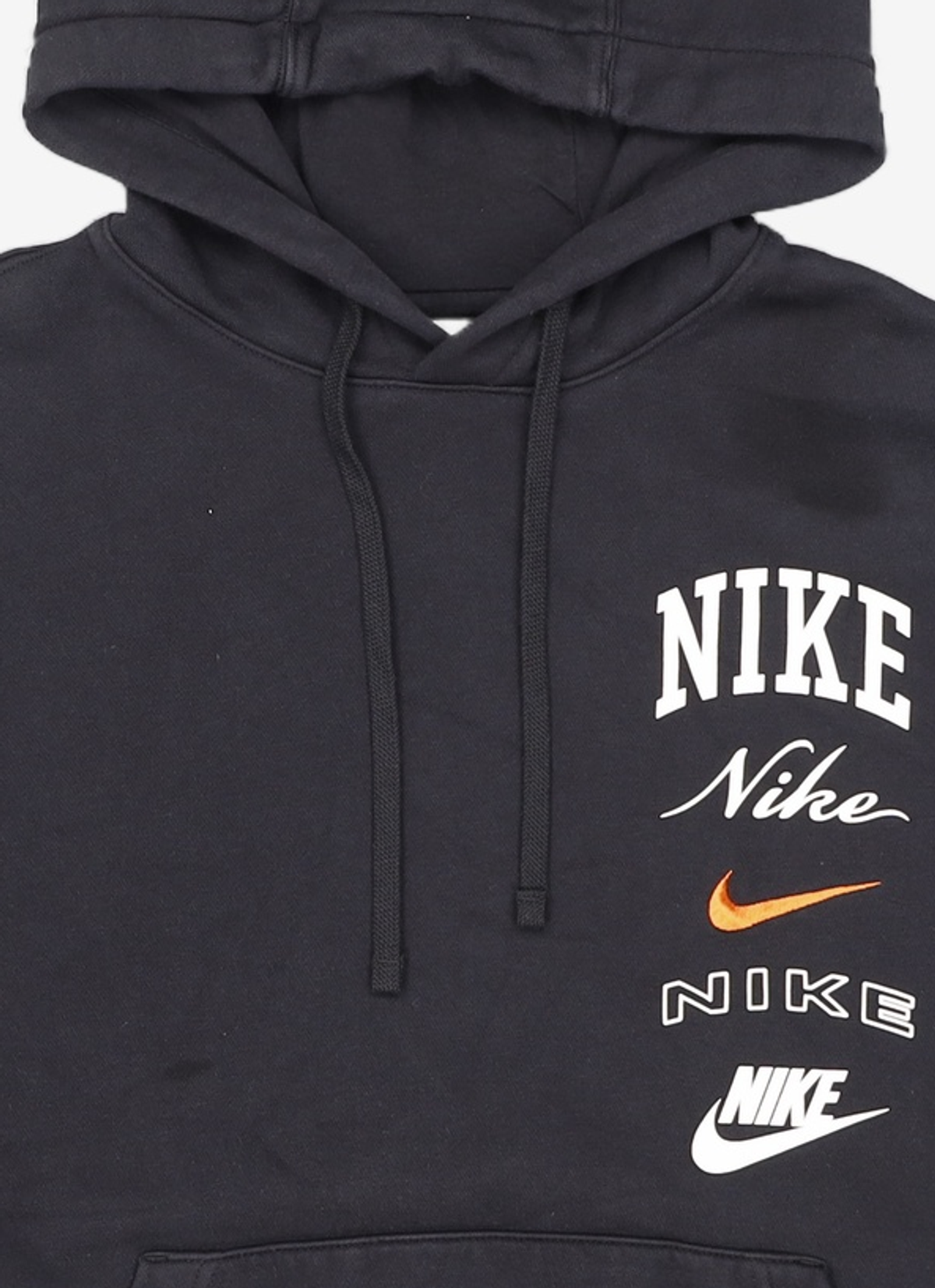 나이키(NIKE) 클럽 플리스 풀오버 후디 M - 블랙:세이프티 오렌지 / FN2635-010 L