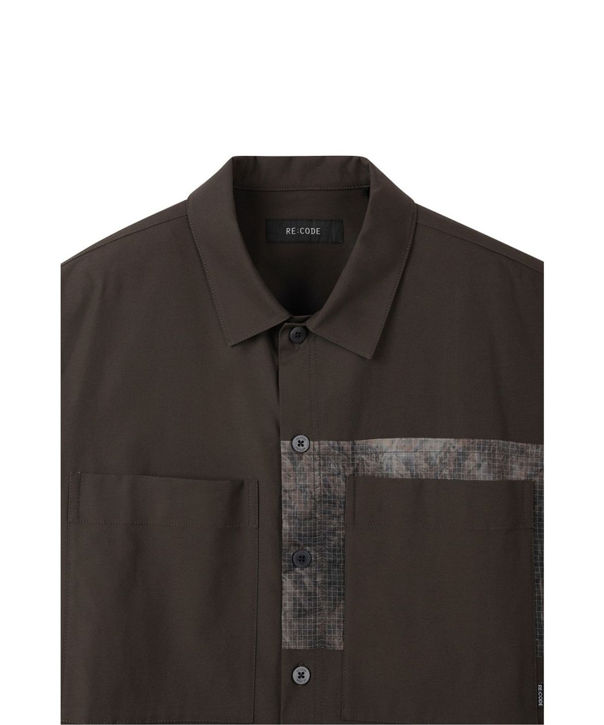 래코드(RECODE) Asymmetric Patchwork Shirt Jacket RKSAA26652BRX
