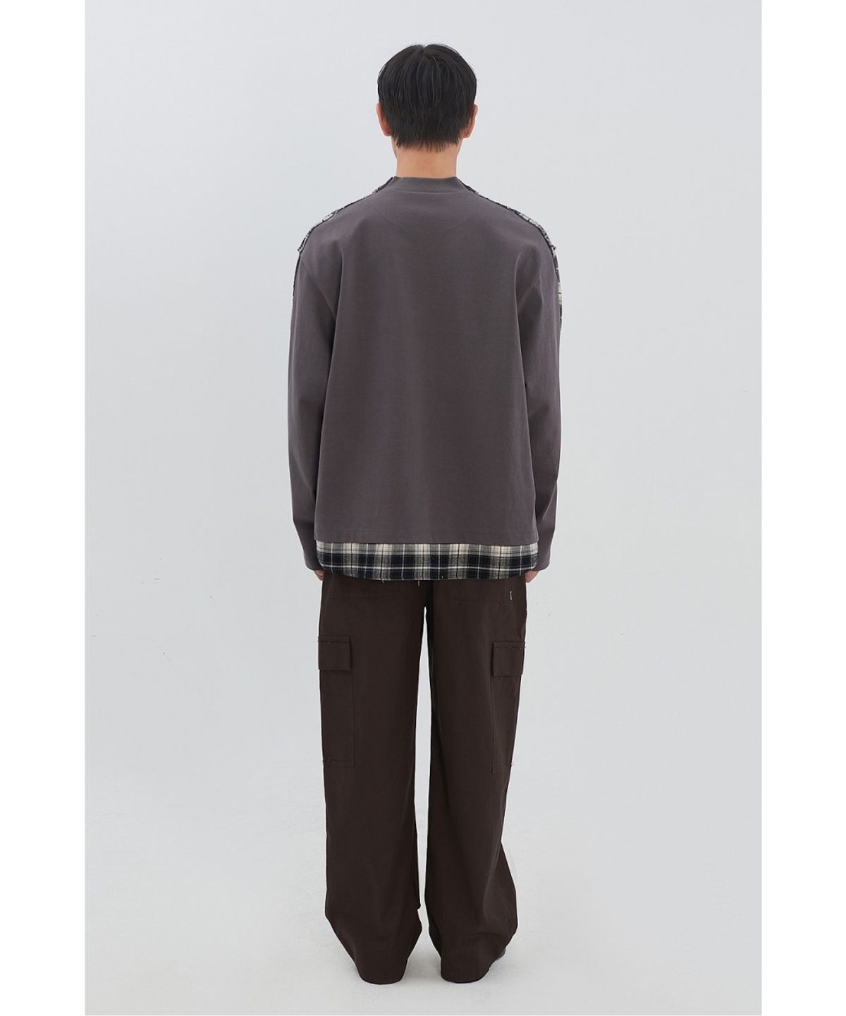 래코드(RECODE) Mixed T-Shirt Check Shirt RKSAA26653GYX