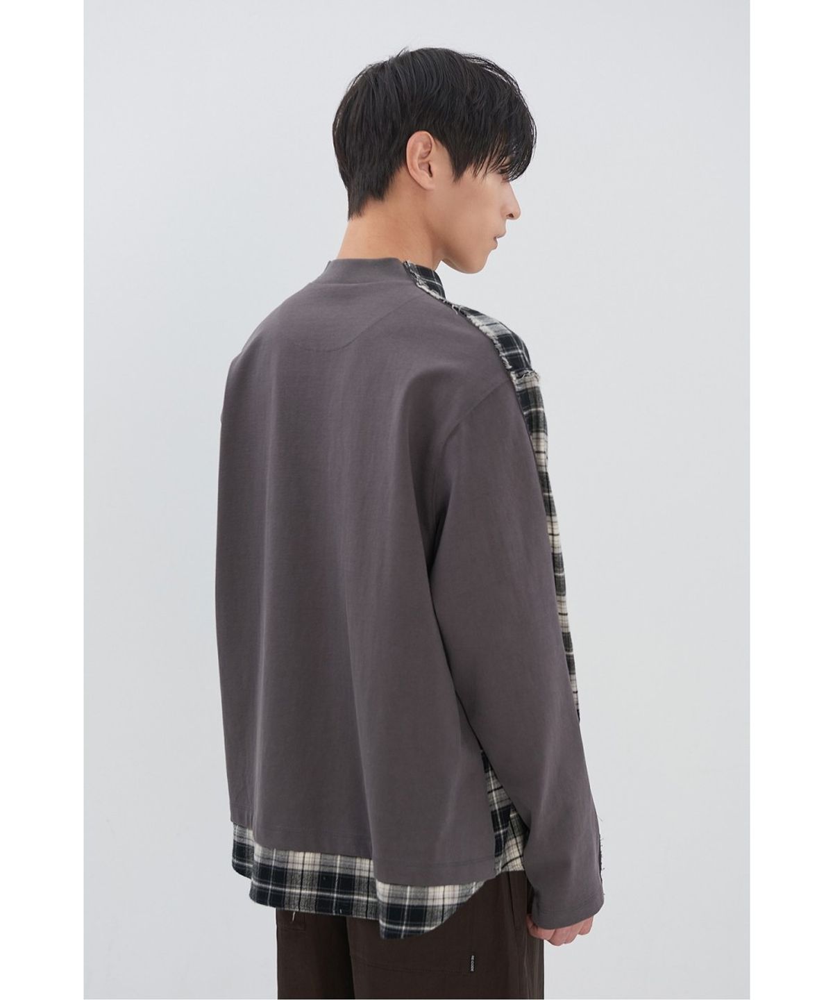 래코드(RECODE) Mixed T-Shirt Check Shirt RKSAA26653GYX