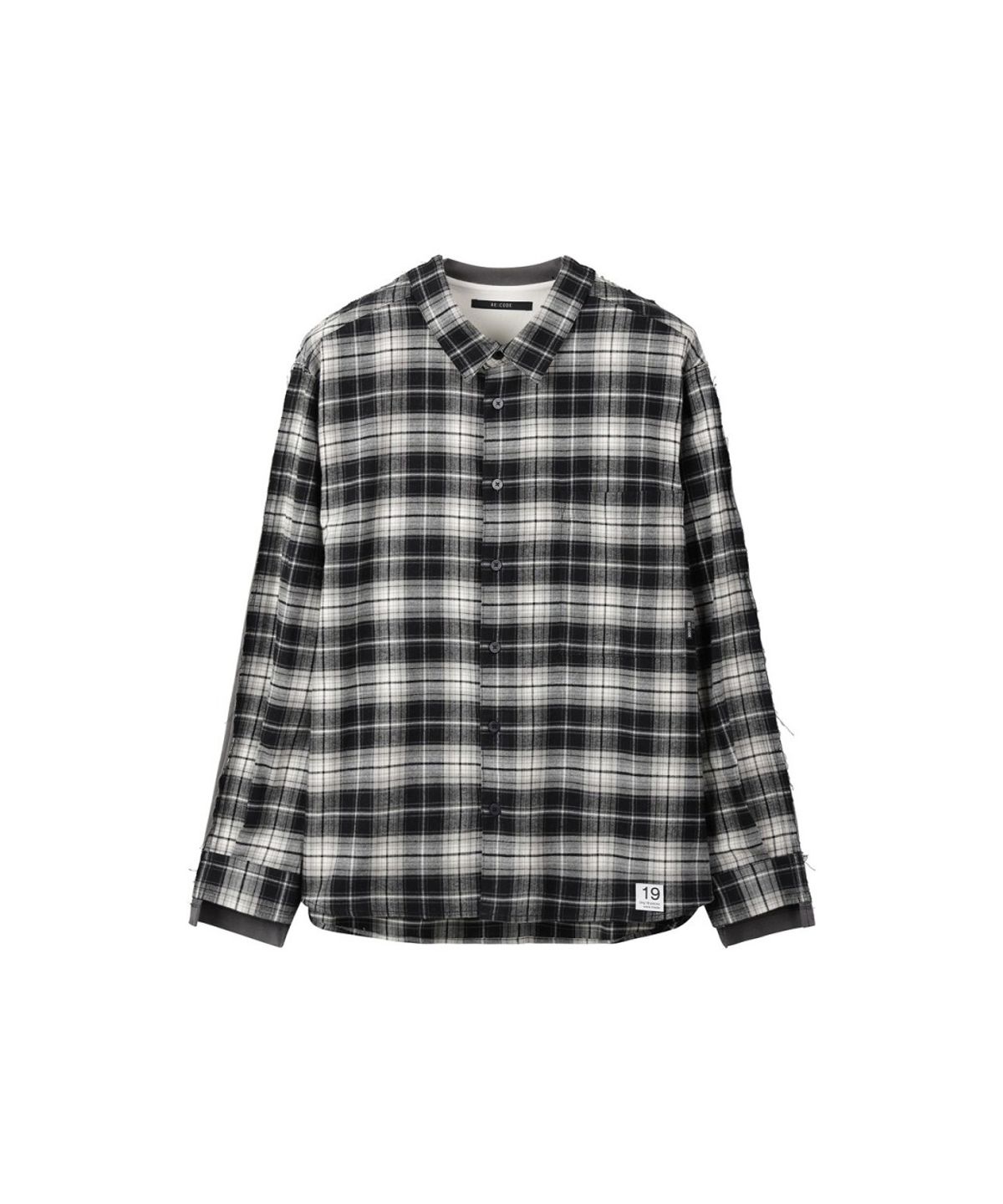 래코드(RECODE) Mixed T-Shirt Check Shirt RKSAA26653GYX