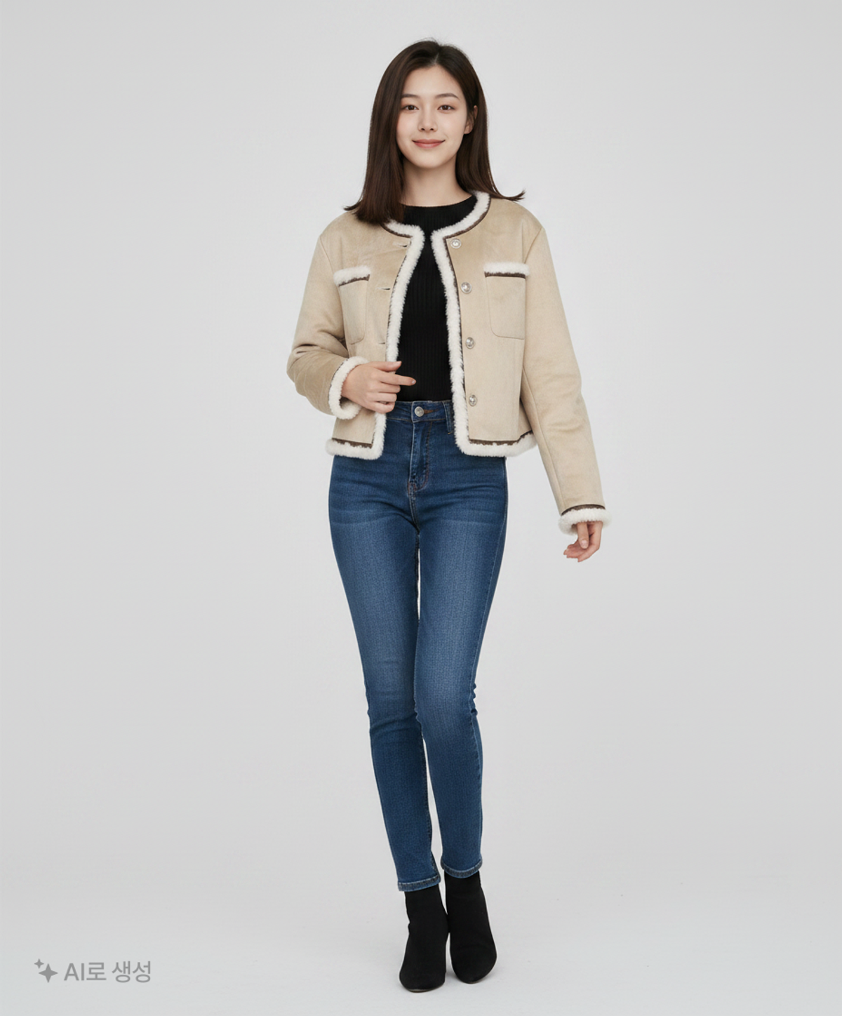 미쏘(MIXXO) 라운드넥 무스탕_MIWJLDV11G S
