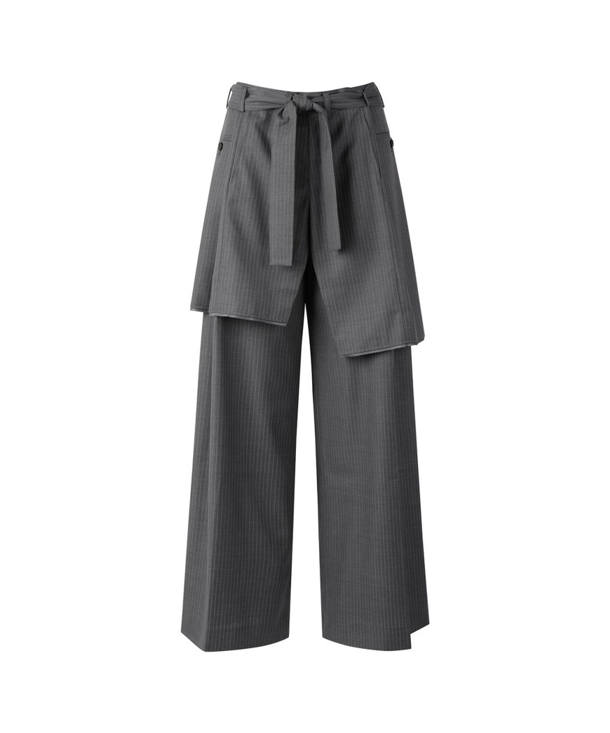 래코드(RECODE) Overlapped Pants Paneled Stripe Trousers RQPAA26550GYX