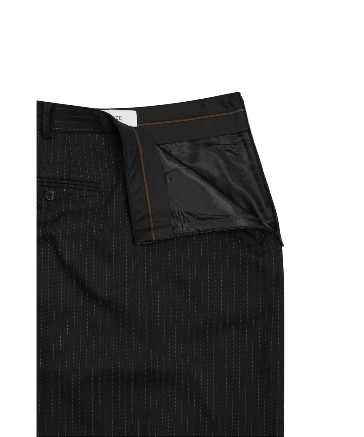 래코드(RECODE) Stripe Structural Side-Drape Skirt RQKAA26564BKX