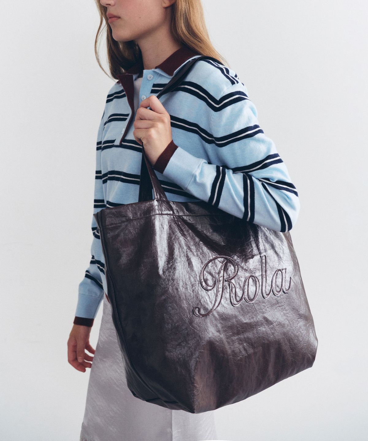 로라로라(ROLAROLA) LEATHER SHOULDER BAG BROWN