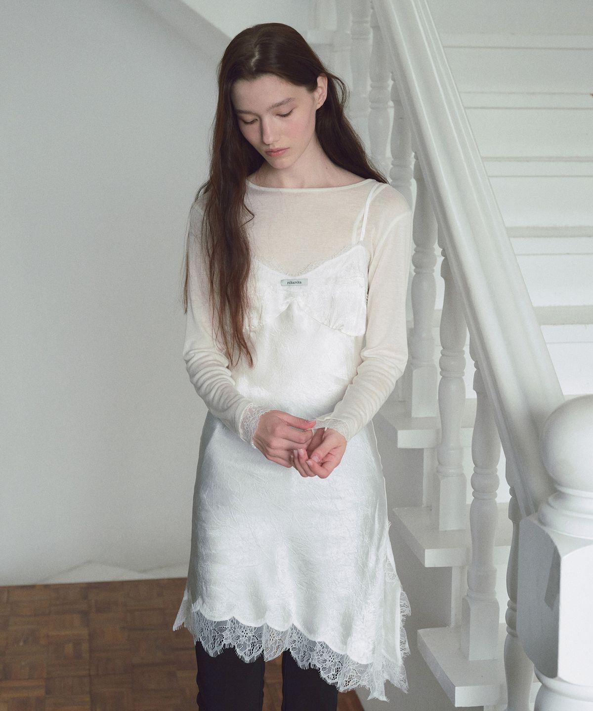 로라로라(ROLAROLA) LACE SLIP DRESS WHITE