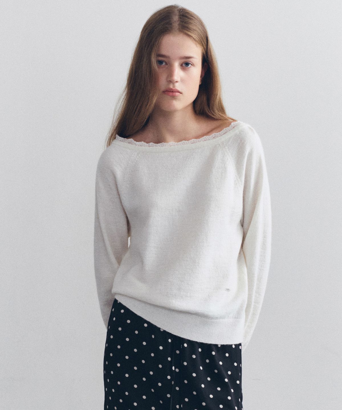 로라로라(ROLAROLA) BOATNECK LACE KNIT IVORY