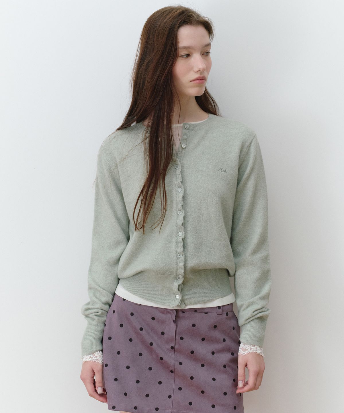 로라로라(ROLAROLA) FRILL BUTTON CARDIGAN L/MINT