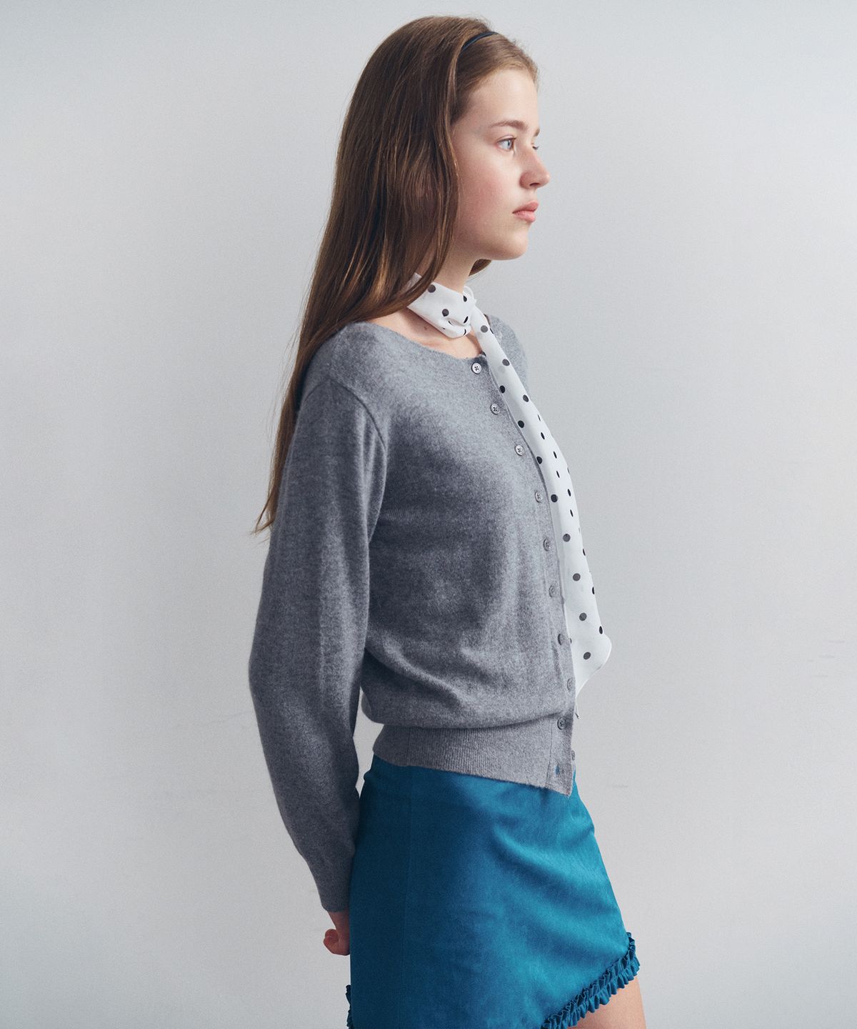 로라로라(ROLAROLA) TWO WAY BUTTON CARDIGAN M/GRAY