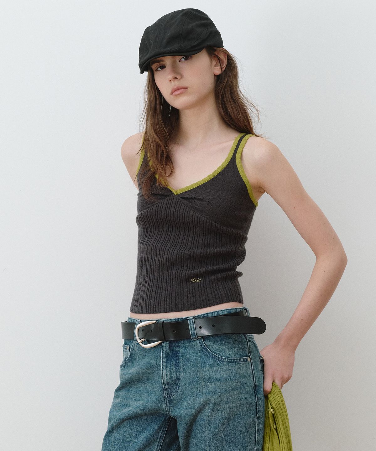 로라로라(ROLAROLA) BUSTIER CARDIGAN SET OL+D/GY