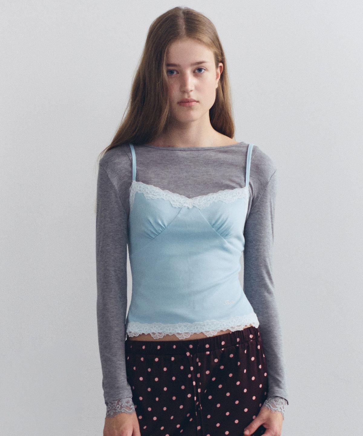로라로라(ROLAROLA) LACE SLIP TOP L/BLUE