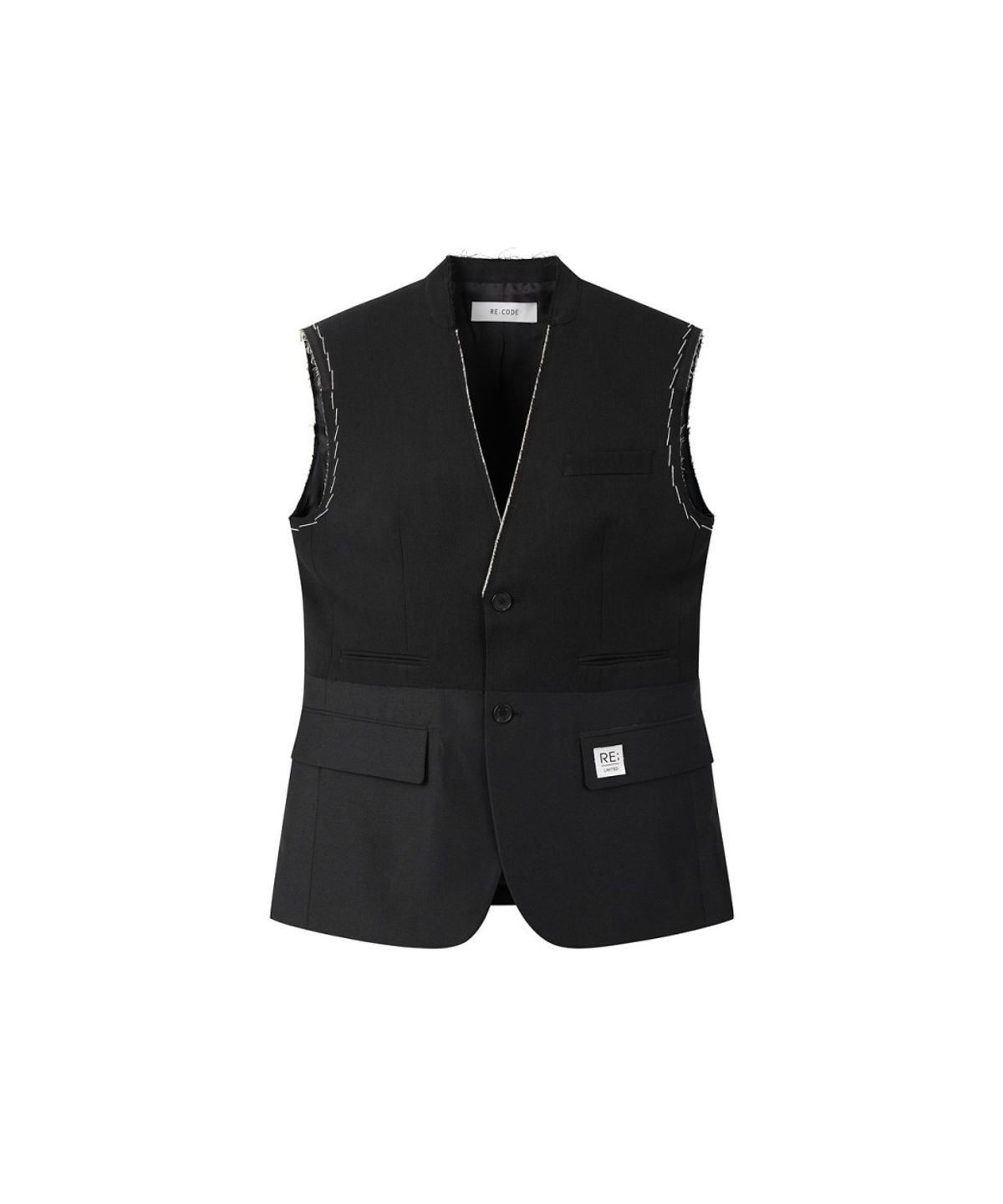 래코드(RECODE) Layered Raw-Edged Vest RQVAA26501BKX