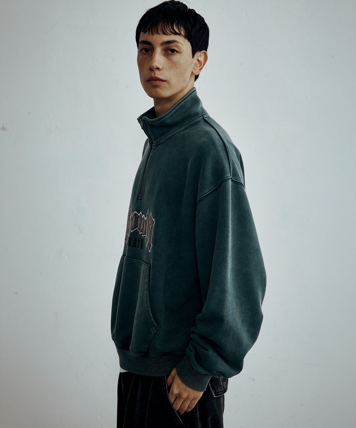 브라운브레스(BROWNBREATH) STONE WASHING HALFZIP  (2colors)