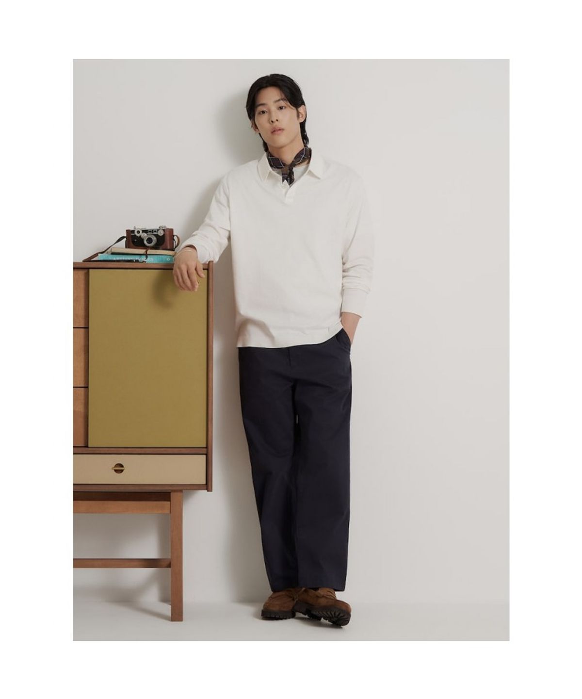 빈폴 멘(BEANPOLE MEN) 프리미엄 플로우 칼라넥 티셔츠  화이트