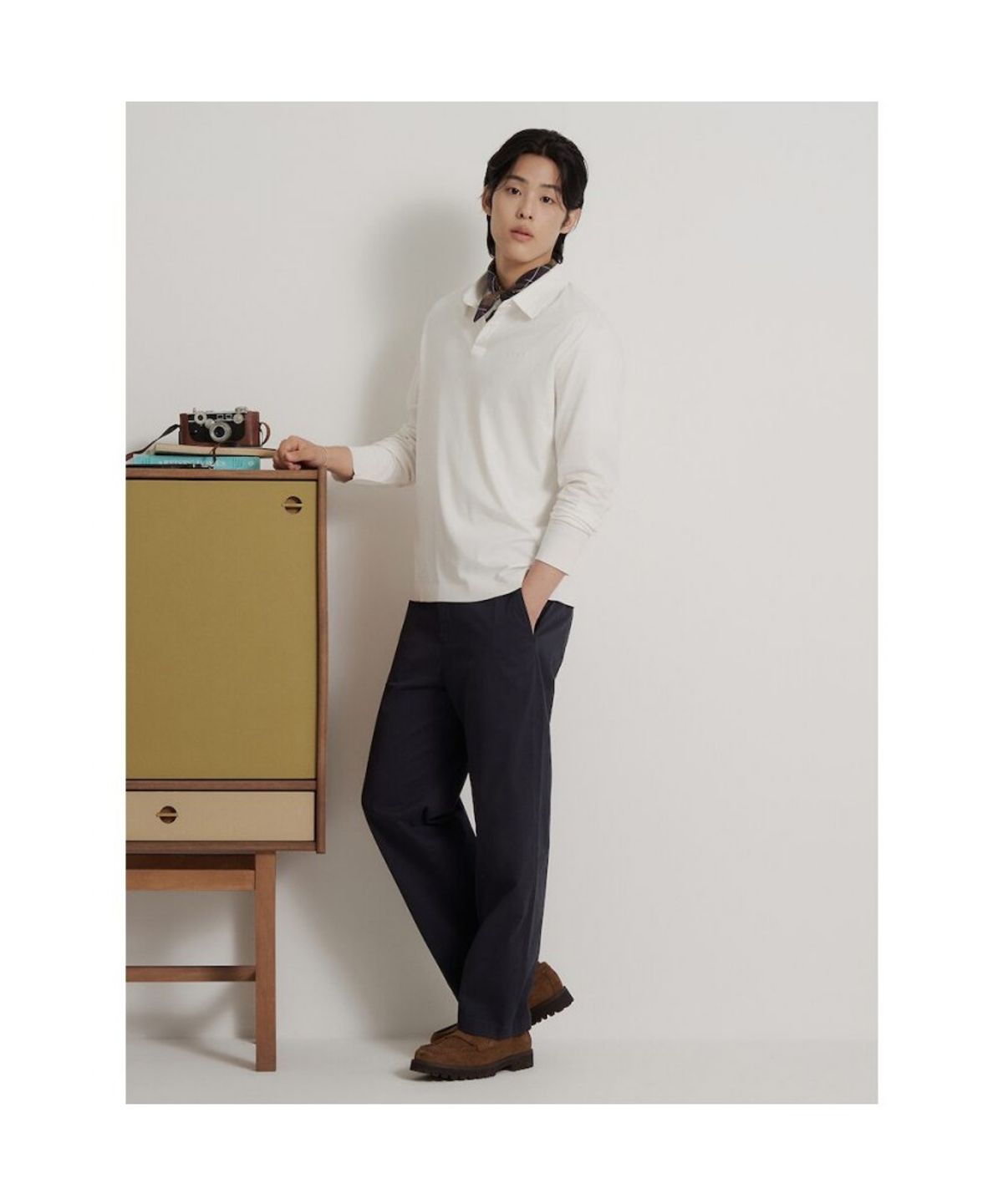 빈폴 멘(BEANPOLE MEN) 프리미엄 플로우 칼라넥 티셔츠  화이트