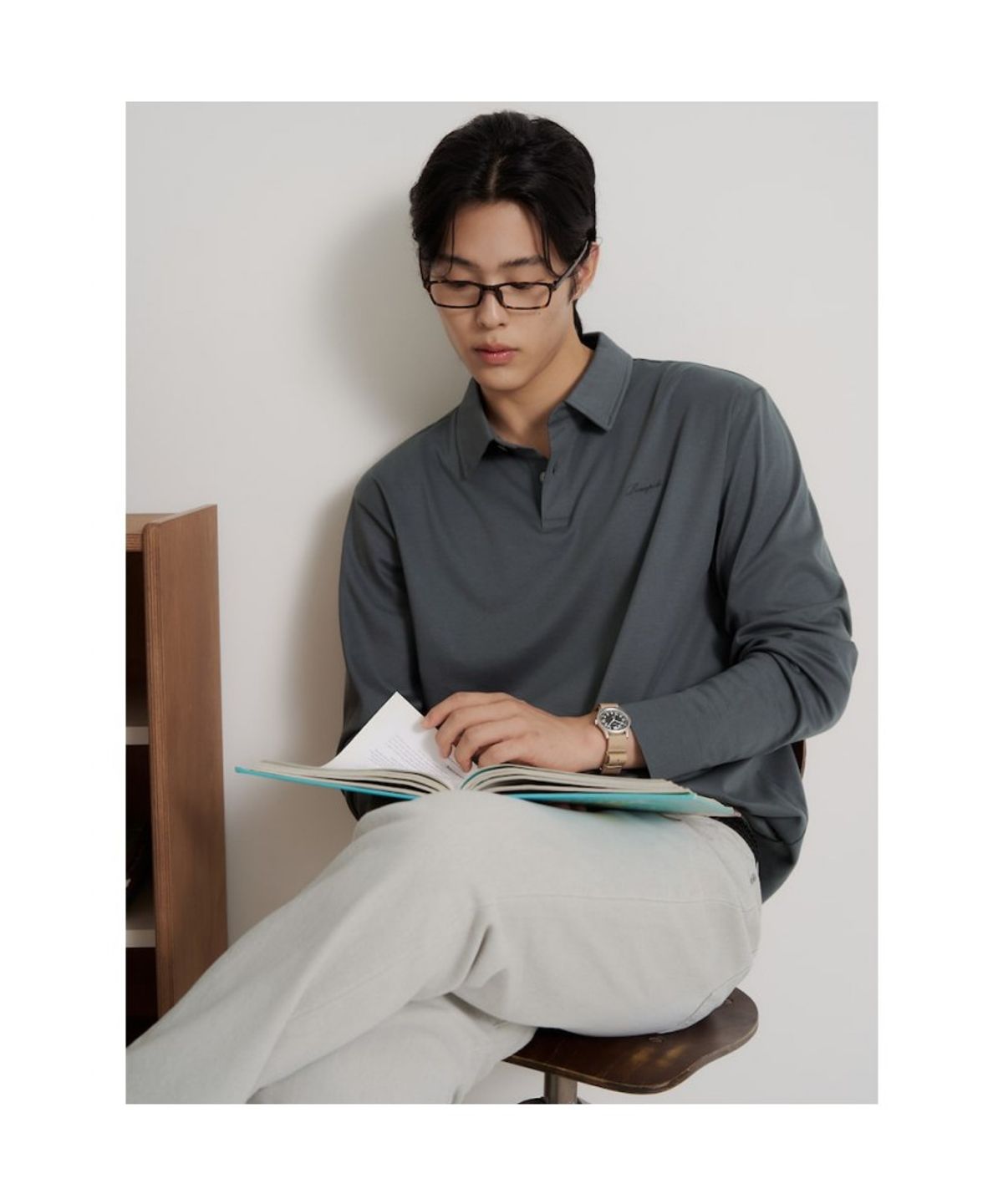 빈폴 멘(BEANPOLE MEN) 프리미엄 플로우 칼라넥 티셔츠  애쉬