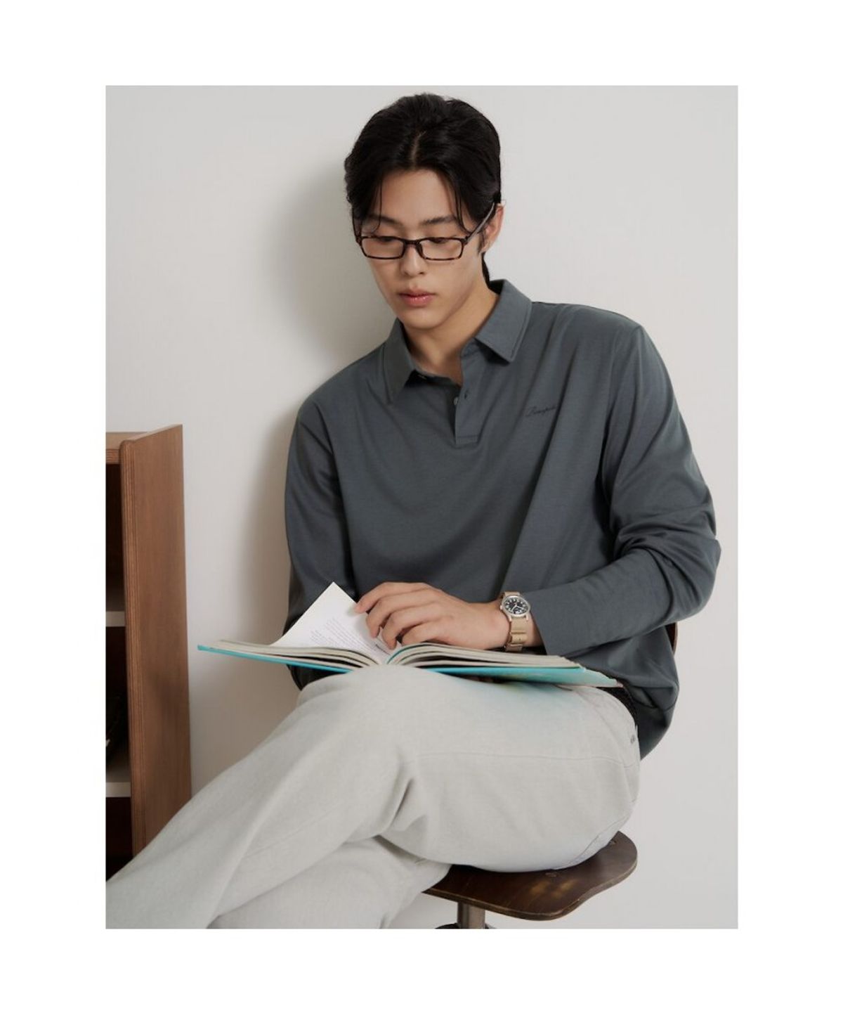 빈폴 멘(BEANPOLE MEN) 프리미엄 플로우 칼라넥 티셔츠  애쉬