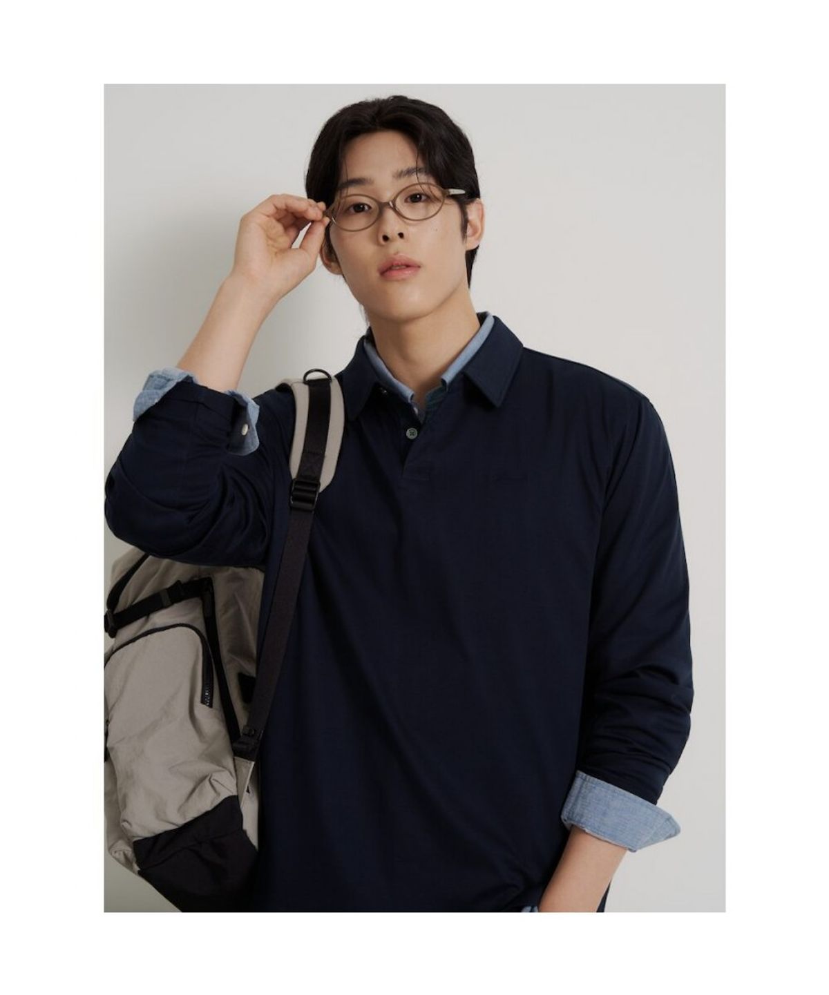 빈폴 멘(BEANPOLE MEN) 프리미엄 플로우 칼라넥 티셔츠  네이비