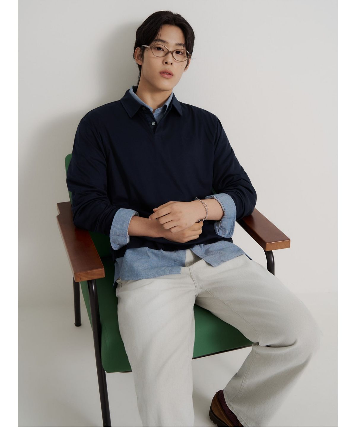 빈폴 멘(BEANPOLE MEN) 프리미엄 플로우 칼라넥 티셔츠  네이비