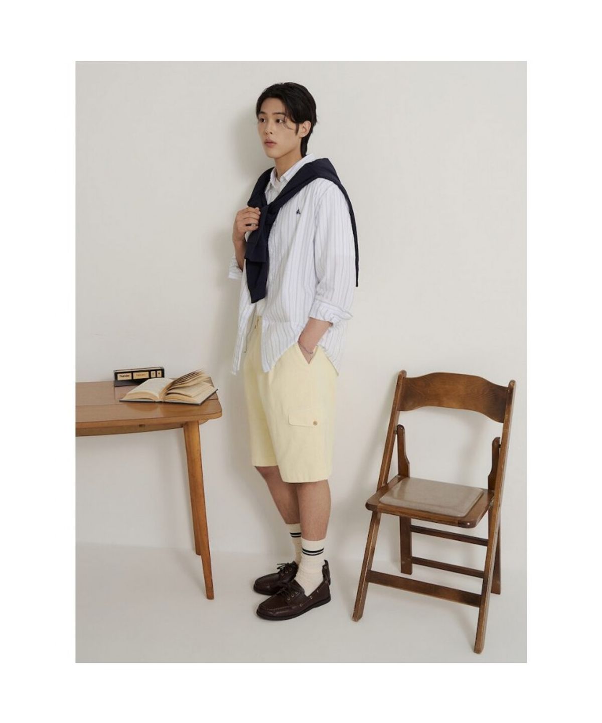 빈폴 멘(BEANPOLE MEN) 옥스퍼드 변형 스트라이프 셔츠  화이트