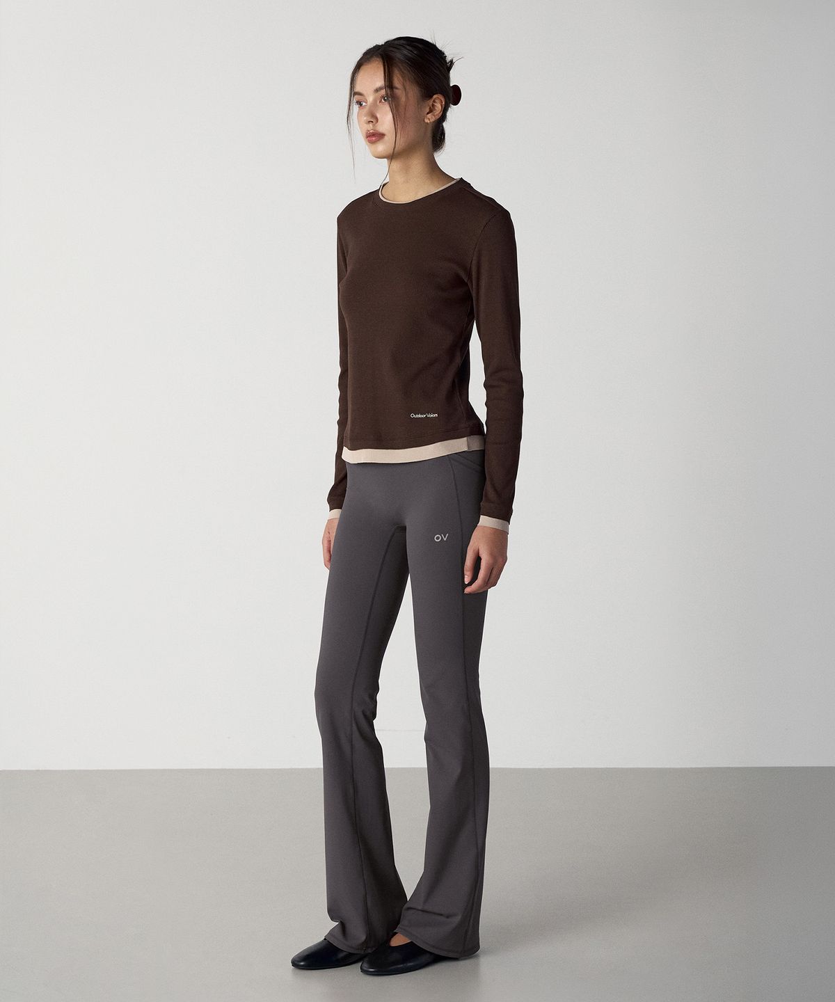 아웃도어 보이스(OUTDOOR VOICES) (W)LAYERED LONG SLEEVE TEE (BROWN)