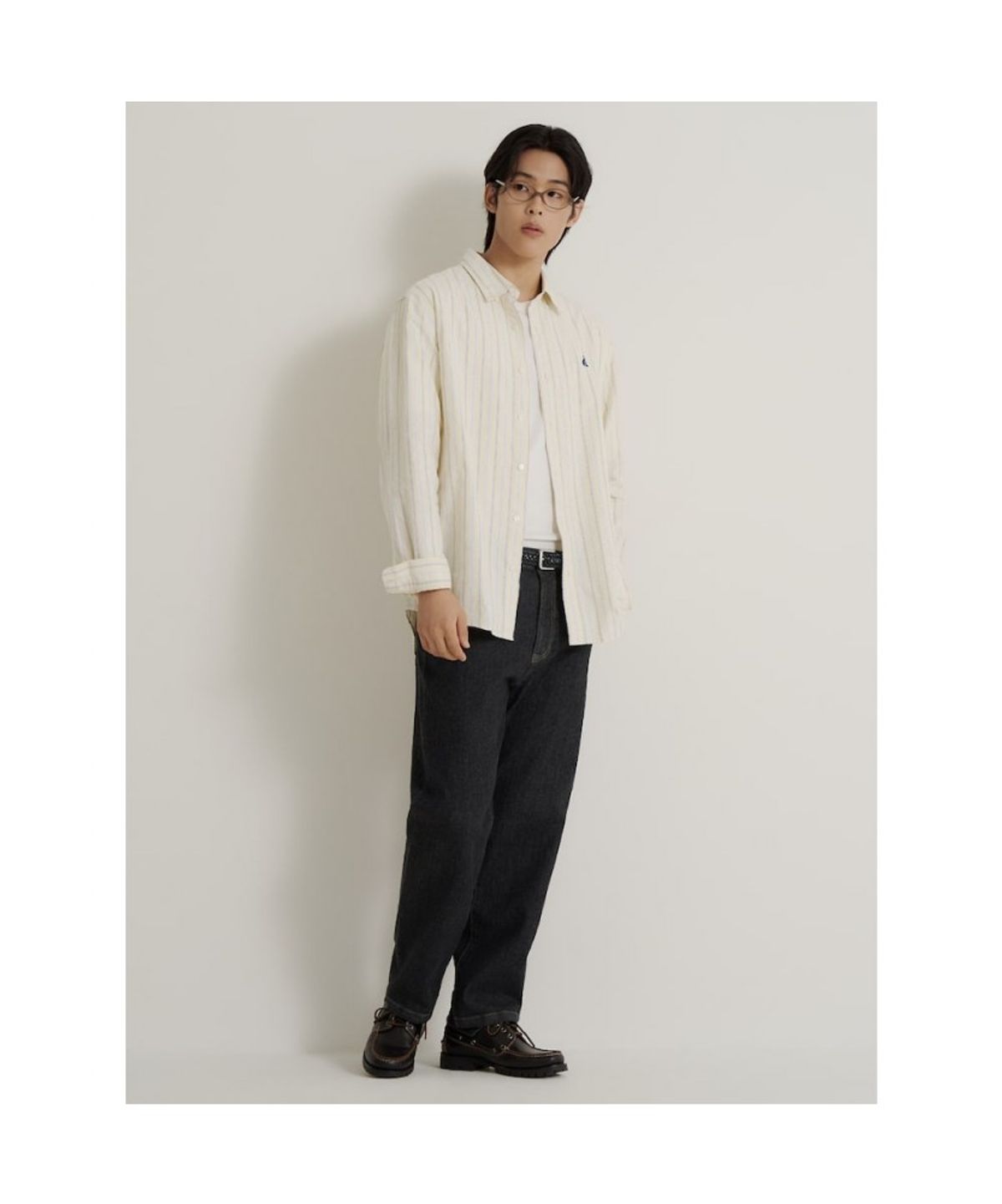 빈폴 멘(BEANPOLE MEN) 옥스퍼드 변형 스트라이프 셔츠  레몬