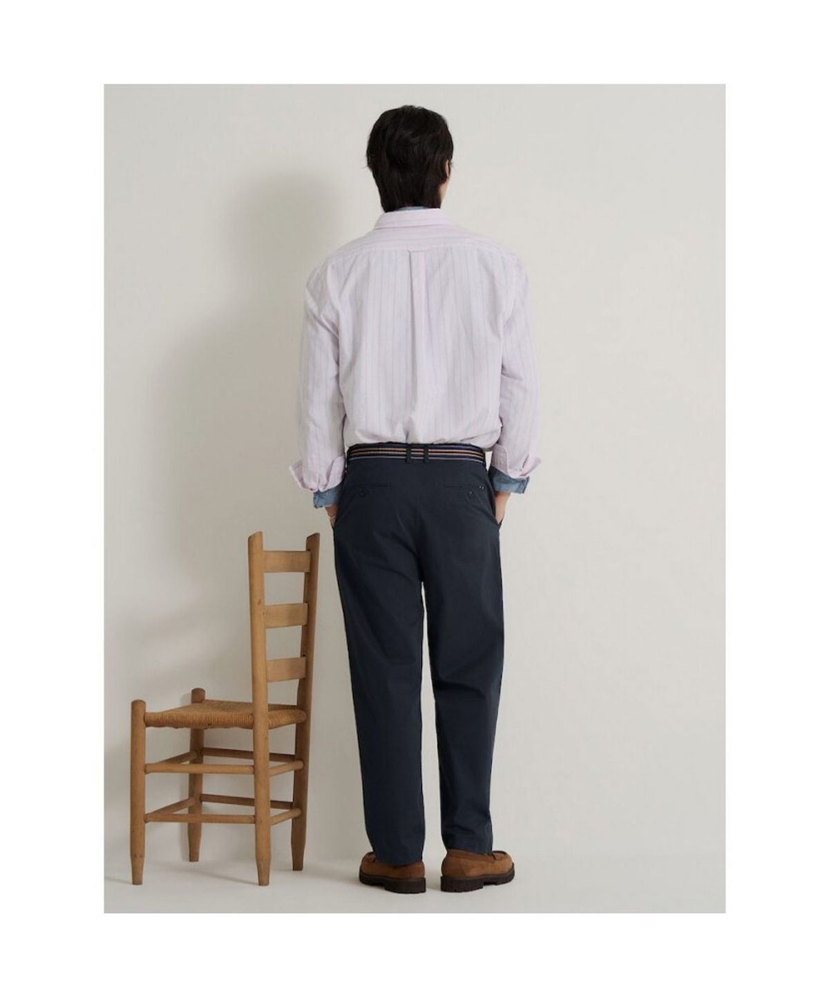 빈폴 멘(BEANPOLE MEN) 옥스퍼드 변형 스트라이프 셔츠  핑크