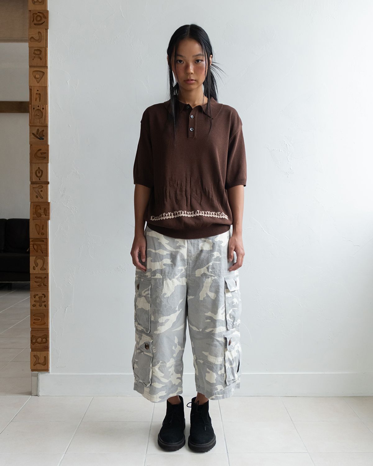 카락터(KARACTOR) Wanderer cargo bermuda pants / Stone camo