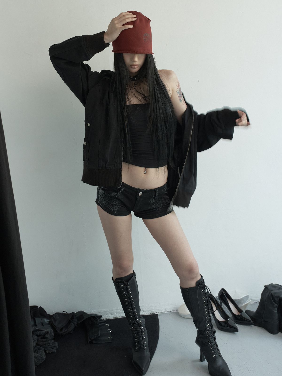 피넛루프(PEANUT LOOP) Spiral Dot Symbol Beanie Wine