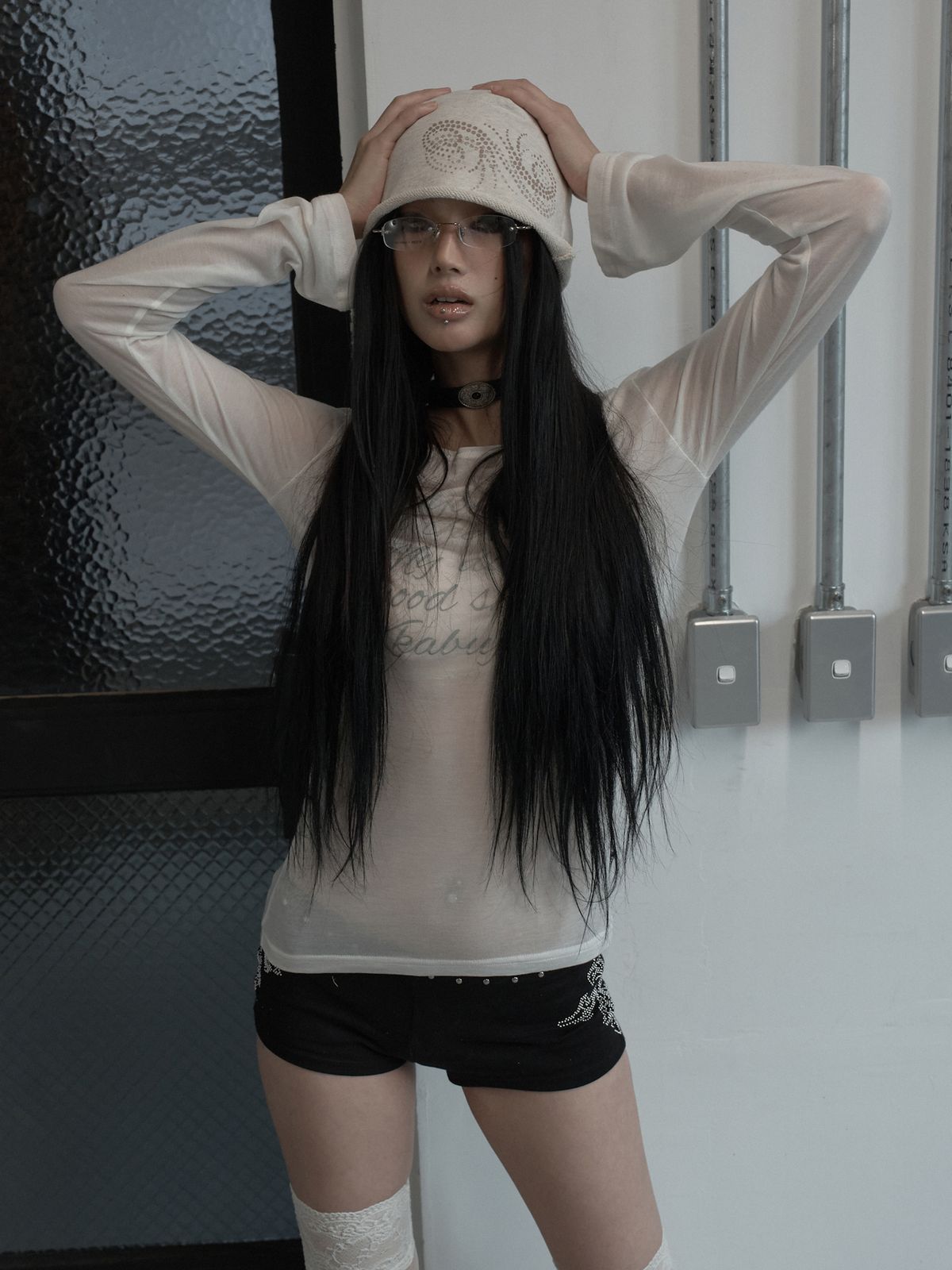 피넛루프(PEANUT LOOP) Spiral Dot Symbol Beanie Oatmeal